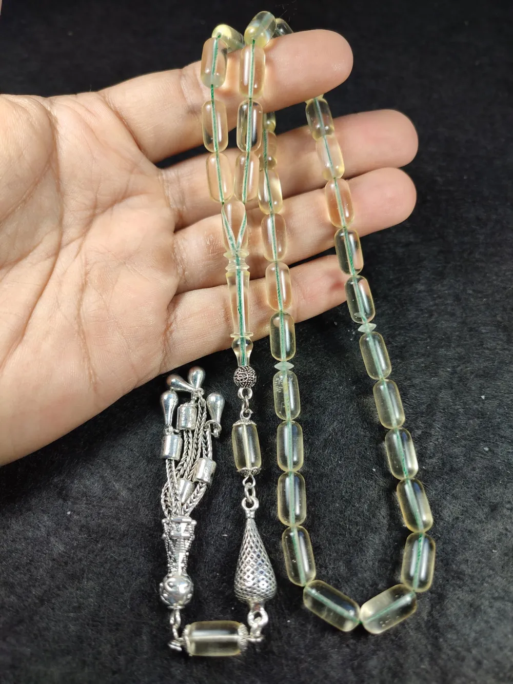 19.41 Gr. Gümüş Püsküllü 0.6 Şeffaf Deli̇m Damla Kehri̇bar (Su Damlası)