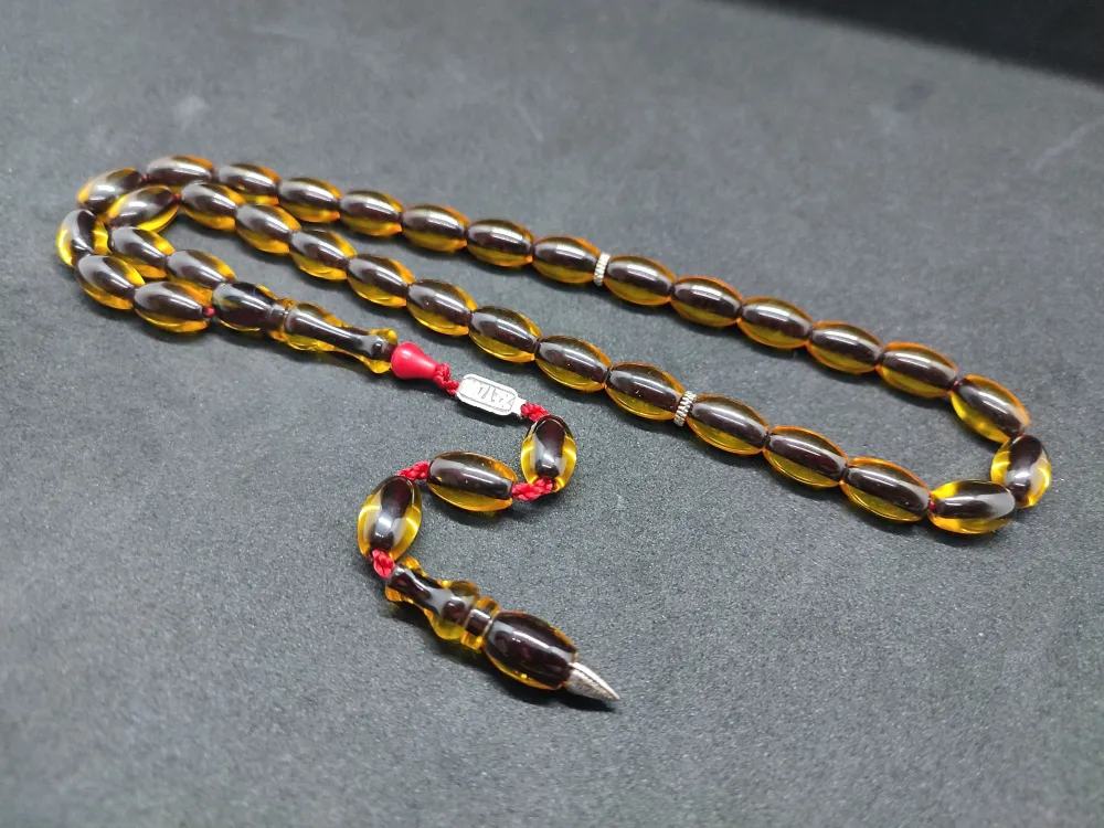 Zeyzun Usta Eseri̇ Di̇k Damar (İmza Çi̇vi̇ Ara Pulları Gümüş) Sıkma Kehri̇bar