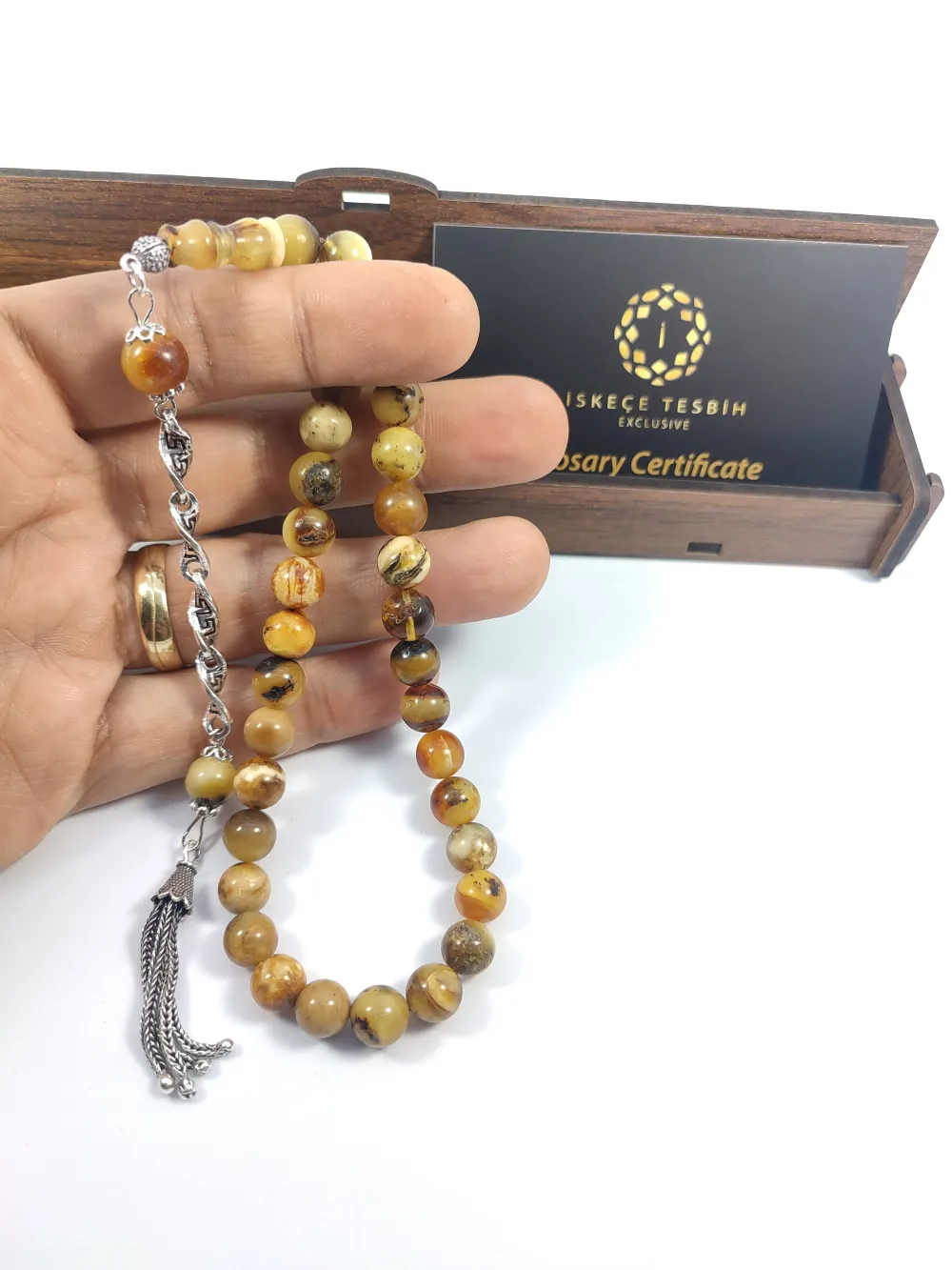 Gümüş Püsküllü İskeçeli̇ Cemi̇l Usta Eseri̇ 11.05 Gr. Toprak Fosi̇lli̇  Kaya Damla küçük resim 4