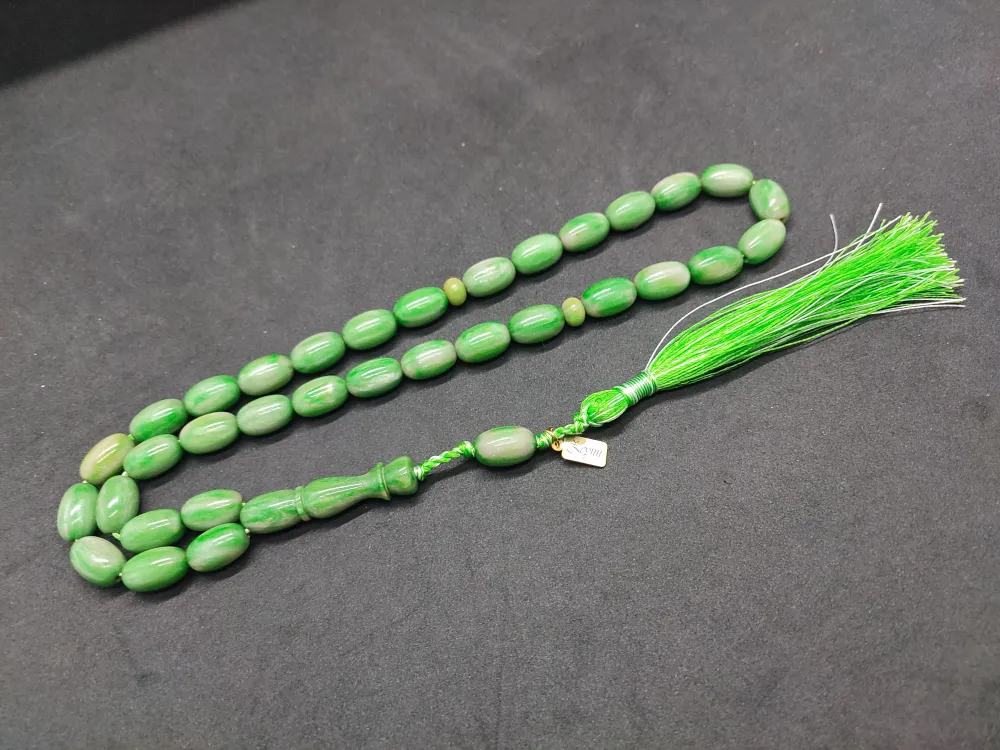 Ebu Zeyn Usta Eseri̇ İmzalı 12 Kat İpe Di̇zi̇li̇ Eski̇ Usul Sıkma Kehri̇bar küçük resim 3