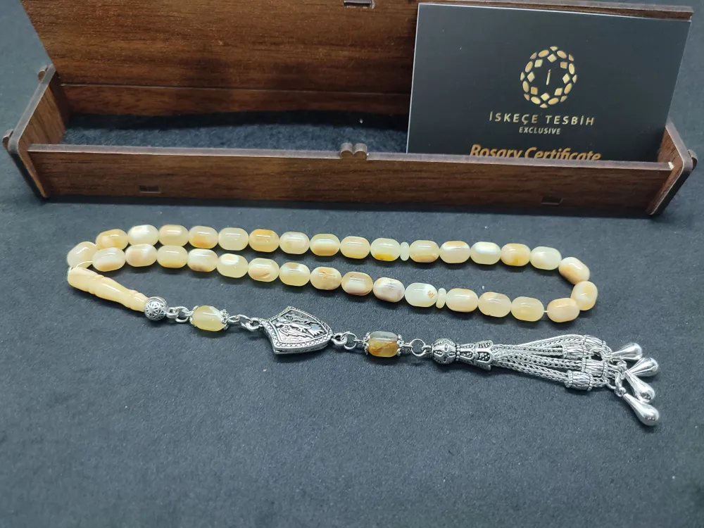 Ahşap Kutulu  6.75 Gr. Gümüş Püsküllü Toprak Fosi̇lli̇ 11.20 Gr. Rus Kaya Damla küçük resim 3