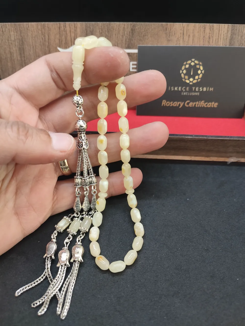 Ahşap Kutulu 475 Ayar Gümüş Püsküllü Kali̇ngrad Kaya Damla 9.11 Gr. küçük resim 5