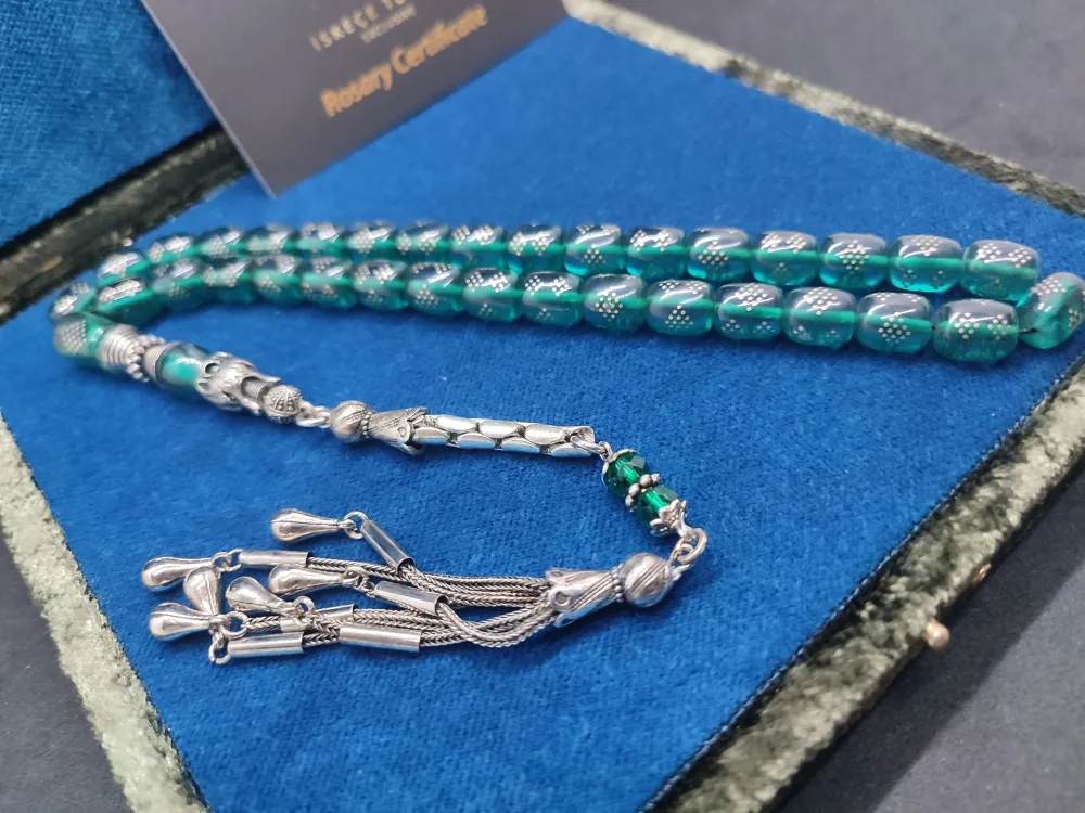 Kurt Başlı Nakkaş 925 Ayar Gümüş Çakımlı 475 Ayar Gümüş Püsküllü Ateş-İ Kehri̇bar küçük resim 3