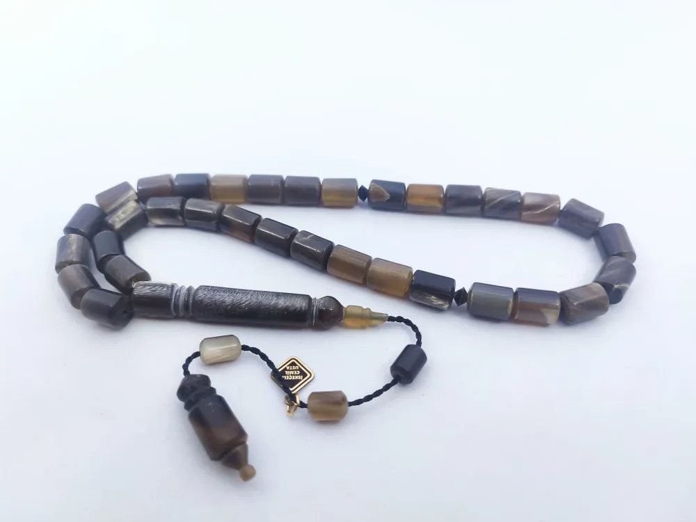 İskeçeli̇ Cemi̇l Usta Eseri̇ İmame Hi̇tame Eski̇tme Yapılmış Damarlı   Bufalo Boynuzu küçük resim 2