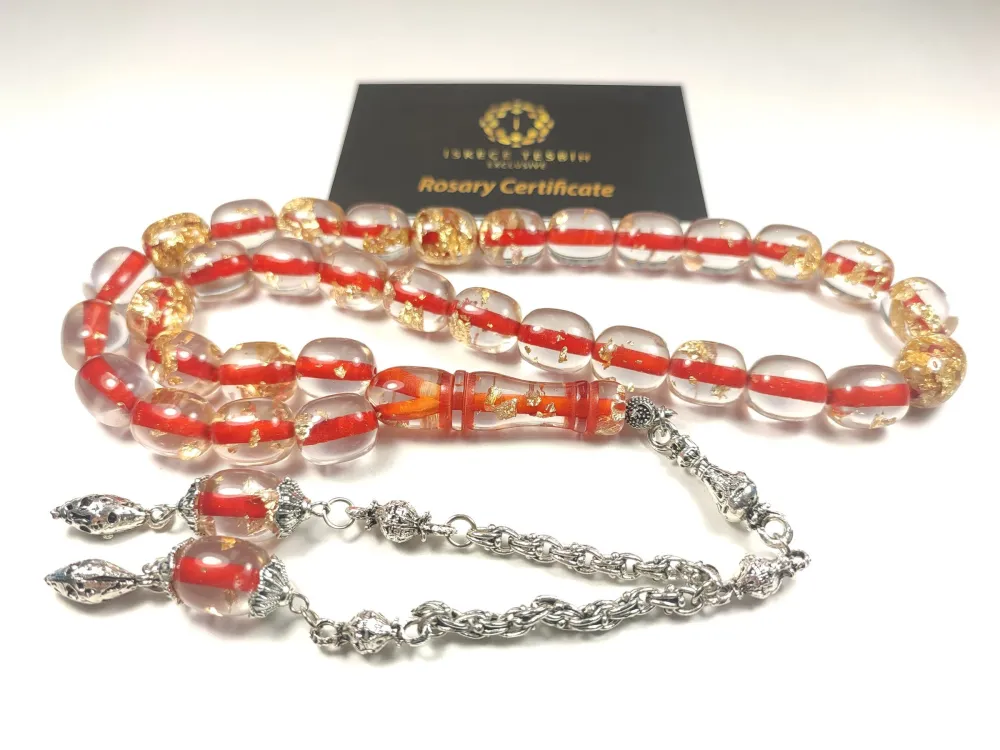 Gümüş Kaplama Püskül Kombi̇nli̇ Yeni̇lebi̇li̇r Altın Parçacıklı Ateş Kehri̇bar küçük resim 3