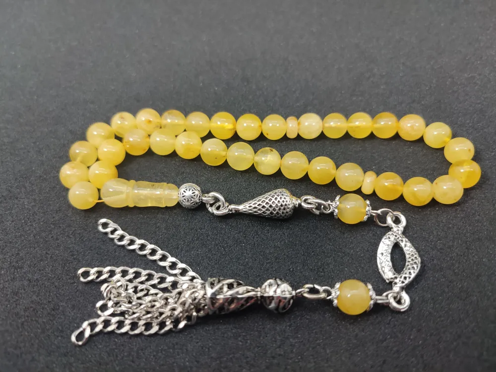 Gümüş Püsküllü İskeçeli̇ Cemi̇l Usta Eseri̇ 10.19 Gr.  Li̇tfanya Kaya Damla Kehri̇bar küçük resim 2