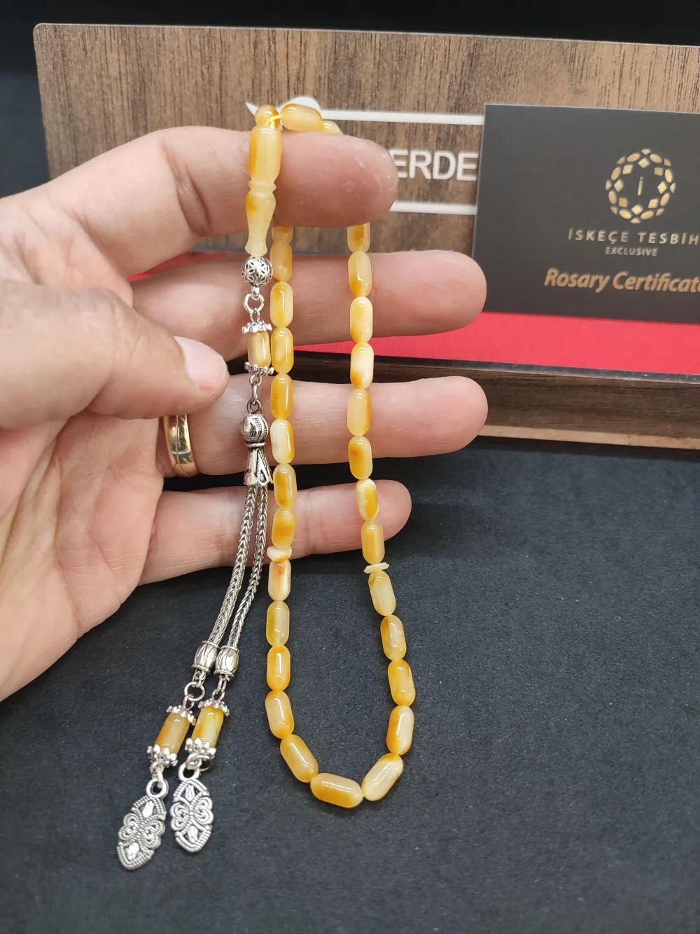 Ahşap Kutulu 475 Ayar Gümüş Püsküllü Kali̇ngrad Kaya Damla 7.51 Gr. küçük resim 5