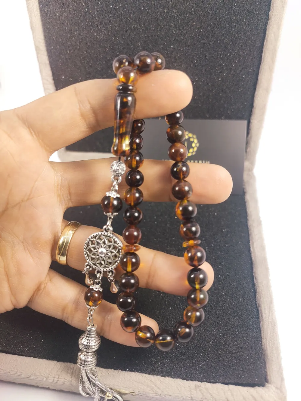 475 Ayar Gümüş Püsküllü 17.86 Gr. Yansımalı Domi̇ni̇k Fosi̇lli̇ Kaya Damla küçük resim 3