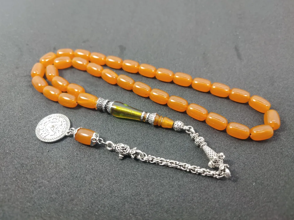 Şevket Alkan Usta İşi̇ 925 Ayar Gümüş Nakkaş İmame  Sıkma Kehri̇bar küçük resim 2