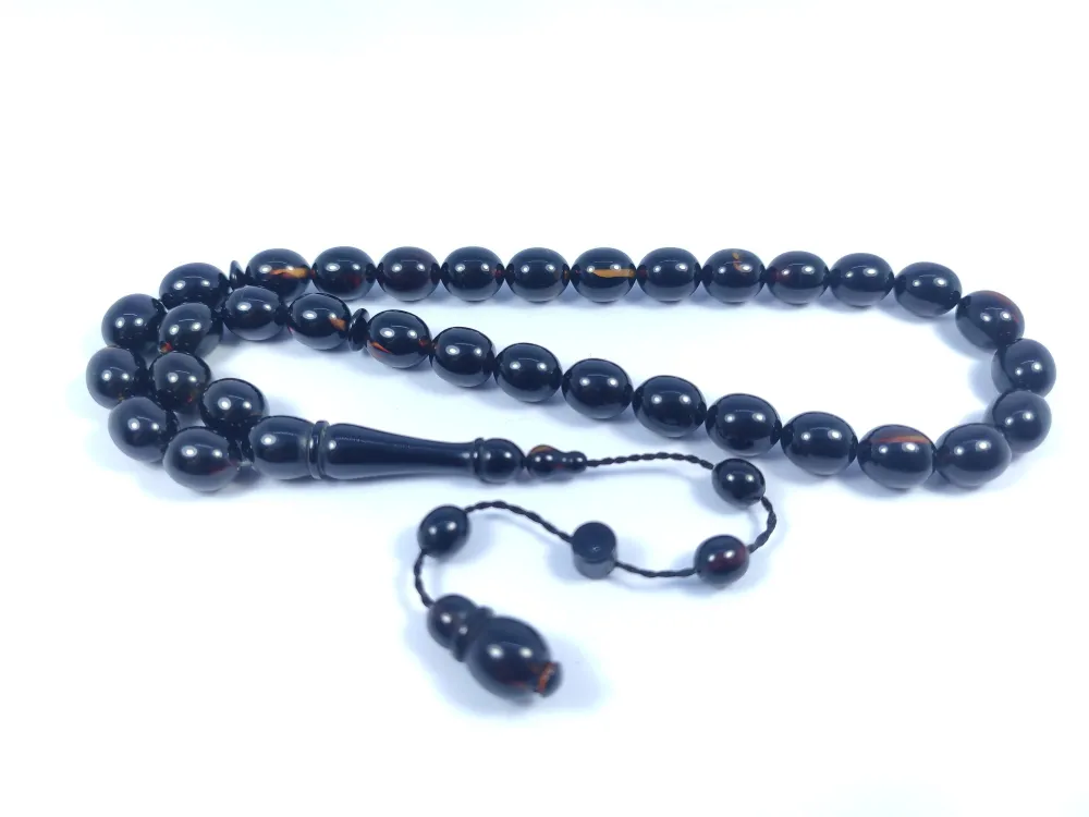 Şevket Alkan Usta Eseri̇ İnci̇ Si̇yahı 0.6 Mm Deli̇m Sıkma Kehri̇bar küçük resim 2