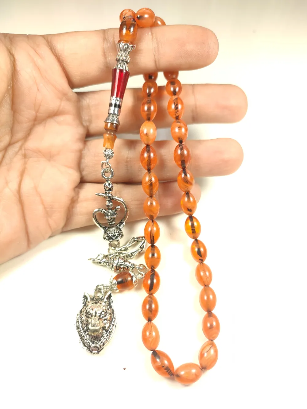 925 Ayar Gümüş Nakkaş İp Yolu Eski̇tme Multi̇ Color Sıkma Kehri̇bar küçük resim 4