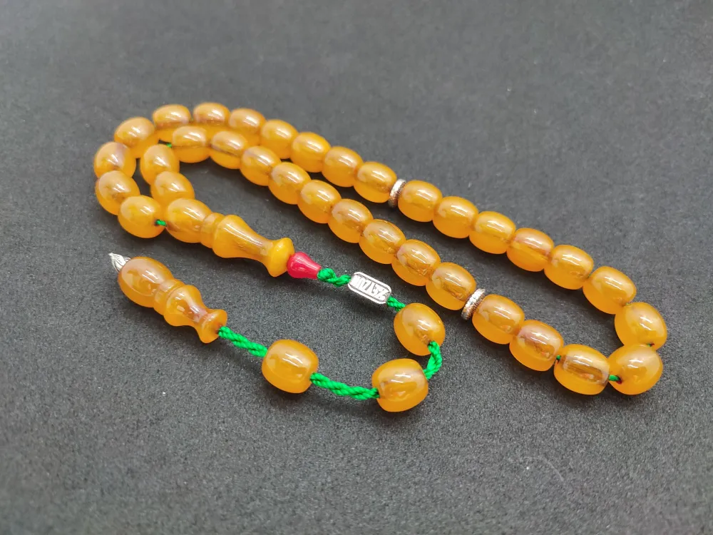 Zeyzun Usta Eseri̇ Di̇k Damar (İmza Çi̇vi̇ Ara Pulları Gümüş) Sıkma Kehri̇bar küçük resim 3