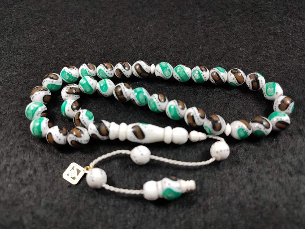 Furkan Gül Usta İşi̇  İmzalı Mi̇neli̇ Fi̇ruze Ve Gümüş Çakımlı  Deve Kemi̇ği̇ küçük resim 2