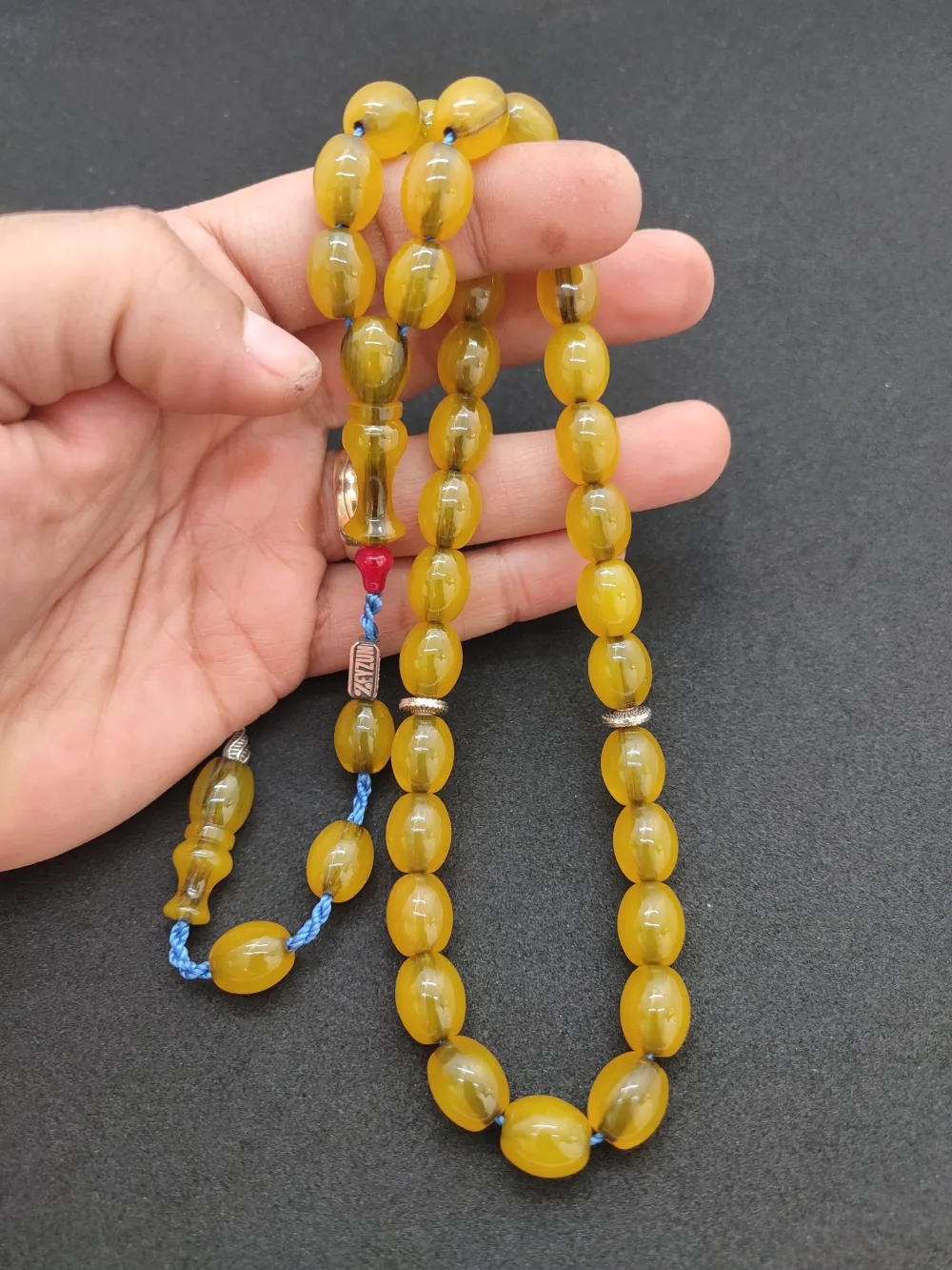 Zeyzun Usta Eseri̇ Di̇k Damar (İmza Çi̇vi̇ Ara Pulları Gümüş) Sıkma Kehri̇bar küçük resim 4