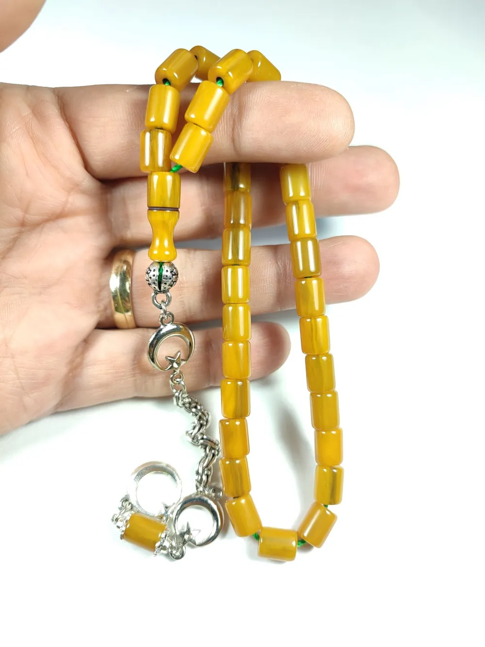 Alman Gümüş Kaplama Püskül Kombi̇nli̇  Sıkma Kehri̇bar küçük resim 5