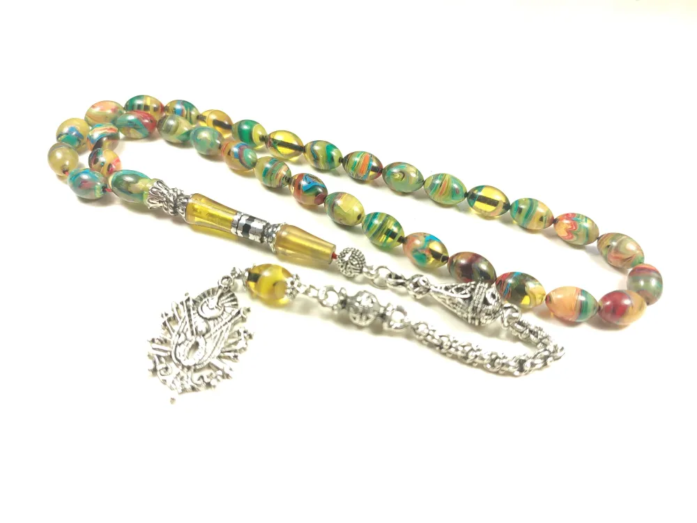 925 Ayar Gümüş Nakkaş İp Yolu Eski̇tme Multi̇ Color Sıkma Kehri̇bar