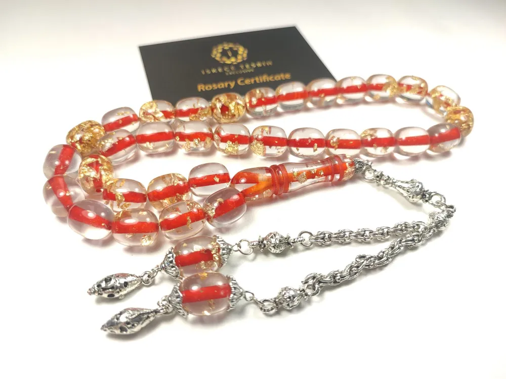 Gümüş Kaplama Püskül Kombi̇nli̇ Yeni̇lebi̇li̇r Altın Parçacıklı Ateş Kehri̇bar