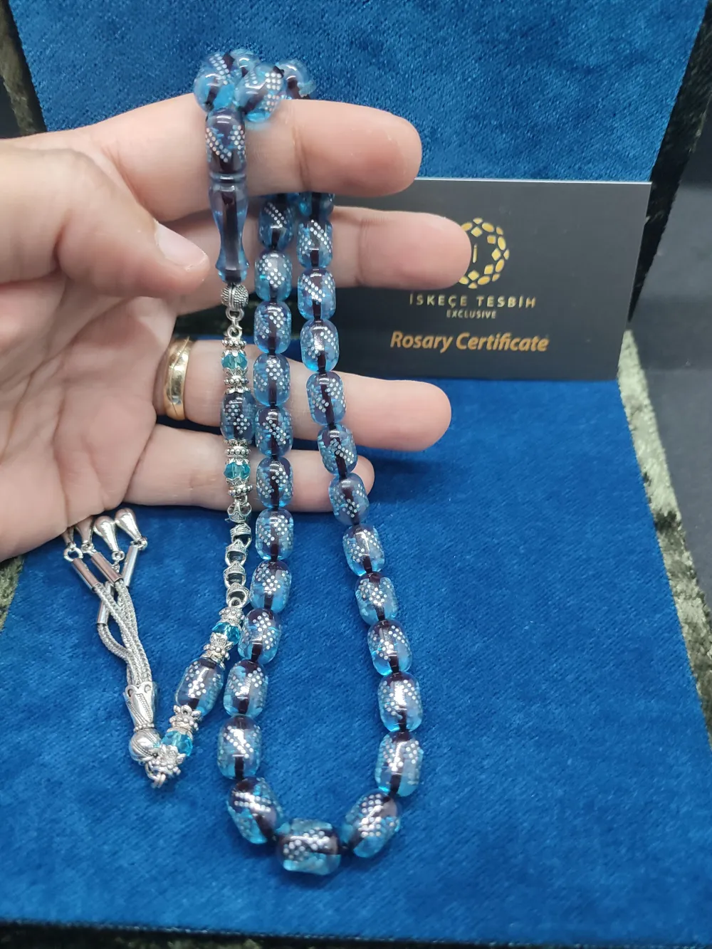 925 Ayar Gümüş Çakımlı 475 Ayar Gümüş Püsküllü Ateş-İ Kehri̇bar küçük resim 5