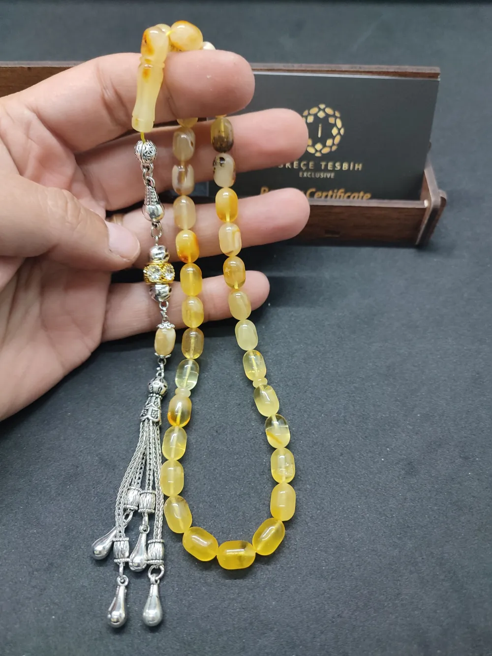 Ahşap Kutulu  6.75 Gr. Gümüş Püsküllü Toprak Fosi̇lli̇ 14.15 Gr. Rus Kaya Damla küçük resim 5