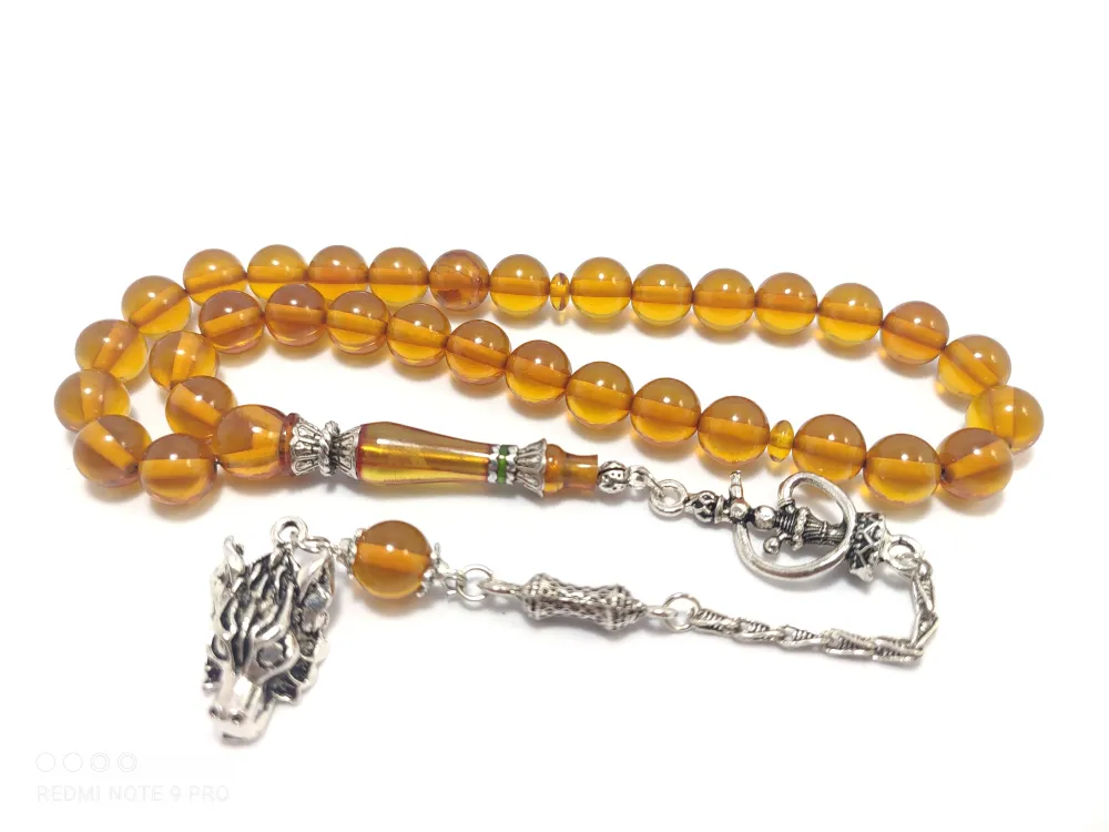 925 Ayar Gümüş Nakkaş İmame  Sıkma Kehri̇bar küçük resim 3