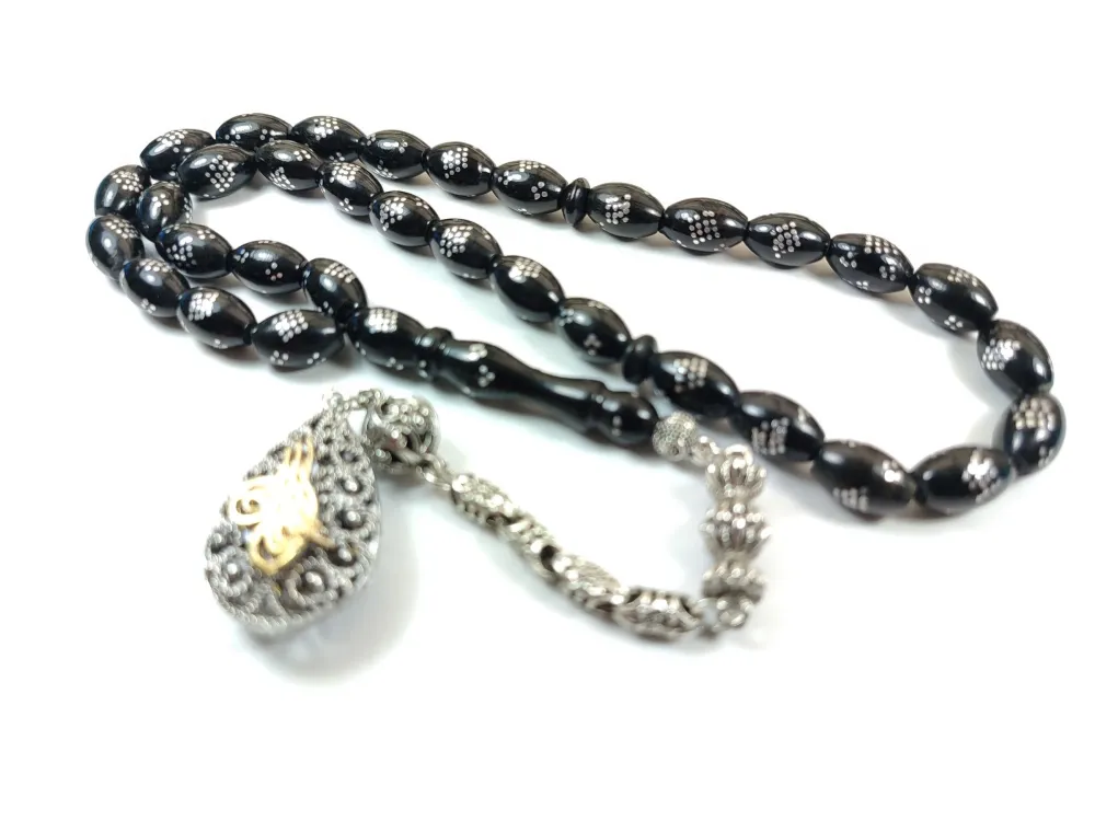 Alman Gümüş Püküllü 925 Ayar Gümüş Çakımlı Yusur (Deni̇z Mercanı) küçük resim 3