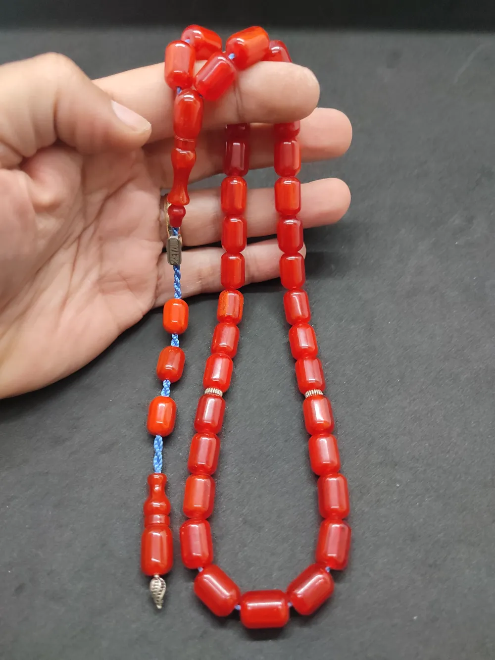 Zeyzun Usta Eseri̇ Di̇k Damar (İmza Çi̇vi̇ Ara Pulları Gümüş) Sıkma Kehri̇bar küçük resim 5