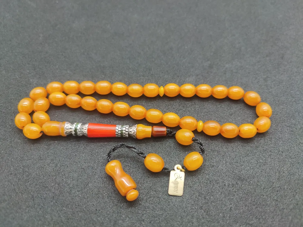 Zeyn Usta Eseri̇ Gümüş Nakkaş El Boy Sıkma Kehri̇bar küçük resim 2