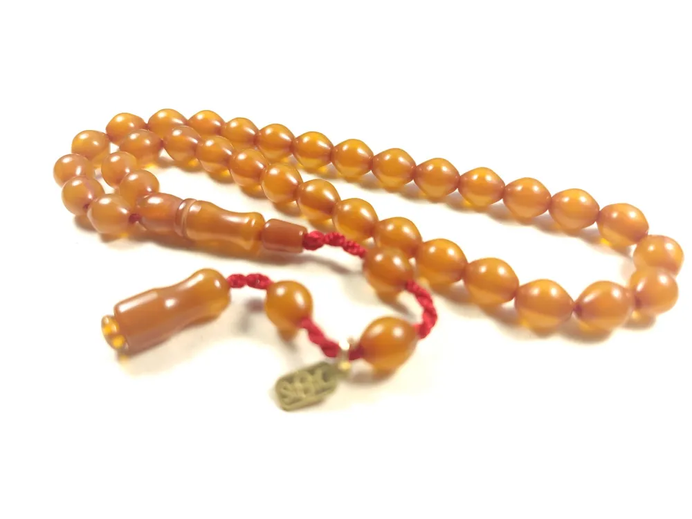 Muhammed Dabbas Usta İşi̇ İmzalı Anti̇k Model Bi̇lek Boy Sıkma Kehri̇bar küçük resim 3