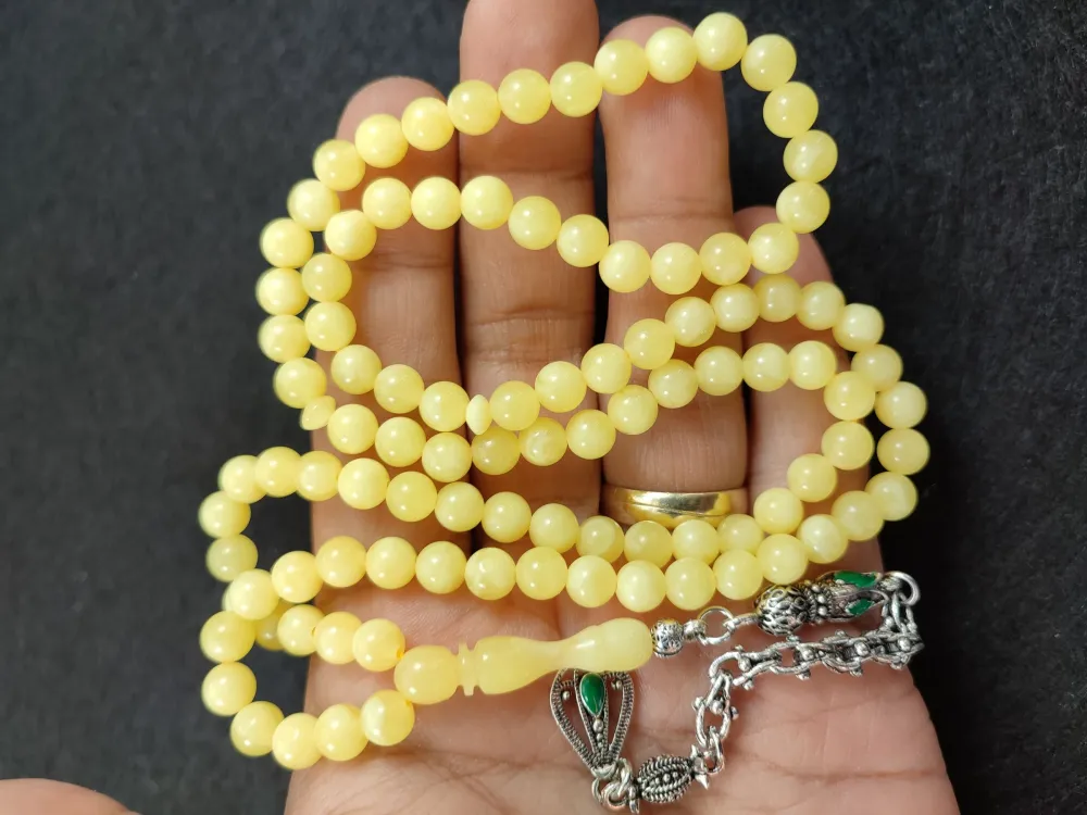 Nakkaş İşçi̇li̇kli̇ Ağır Gümüş Kaplama Püsküllü Beyrut Namaz Tesbi̇hi̇ küçük resim 4