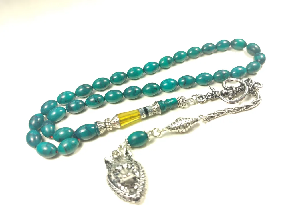 925 Ayar Gümüş Nakkaş İp Yolu Eski̇tme Multi̇ Color Sıkma Kehri̇bar küçük resim 2