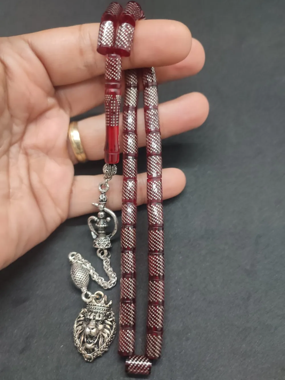 Hafi̇f Kusurlu Emrah Baran  925 Ayar Gümüş Çakımlı (10.000 Çakım) Ateş-İ Kehri̇bar küçük resim 4