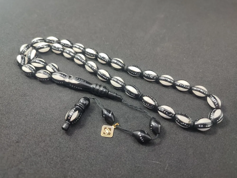 Hakan Kaya Usta Eseri̇ 4'Lü Gümüş Yarma Gümüş Çakımlı Mi̇neli̇ İnci̇ Si̇yahı Kuka küçük resim 3