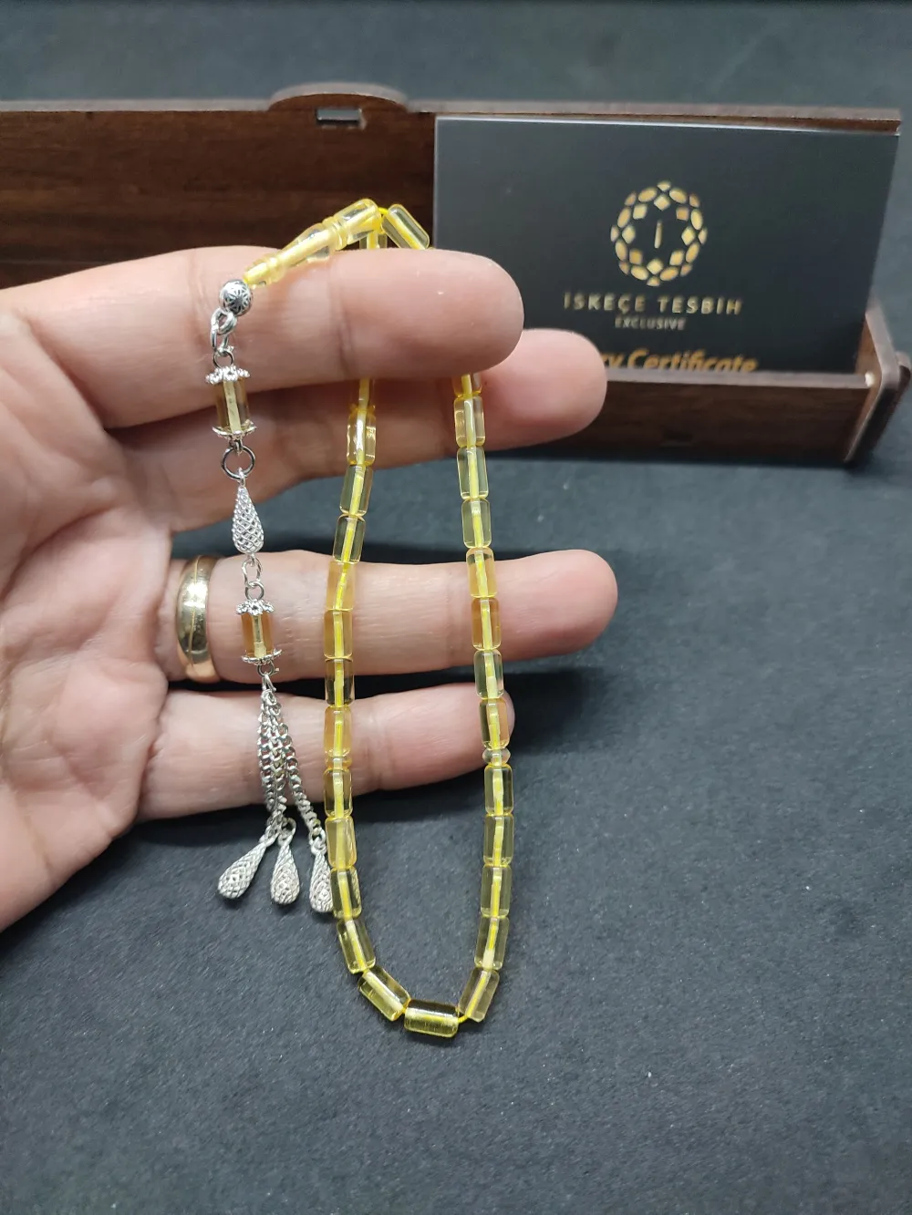 Ahşap Kutulu  4 Gr. Gümüş Püsküllü 5 Gr. Ukrayna Kaya Damla Bi̇lek Boy küçük resim 4