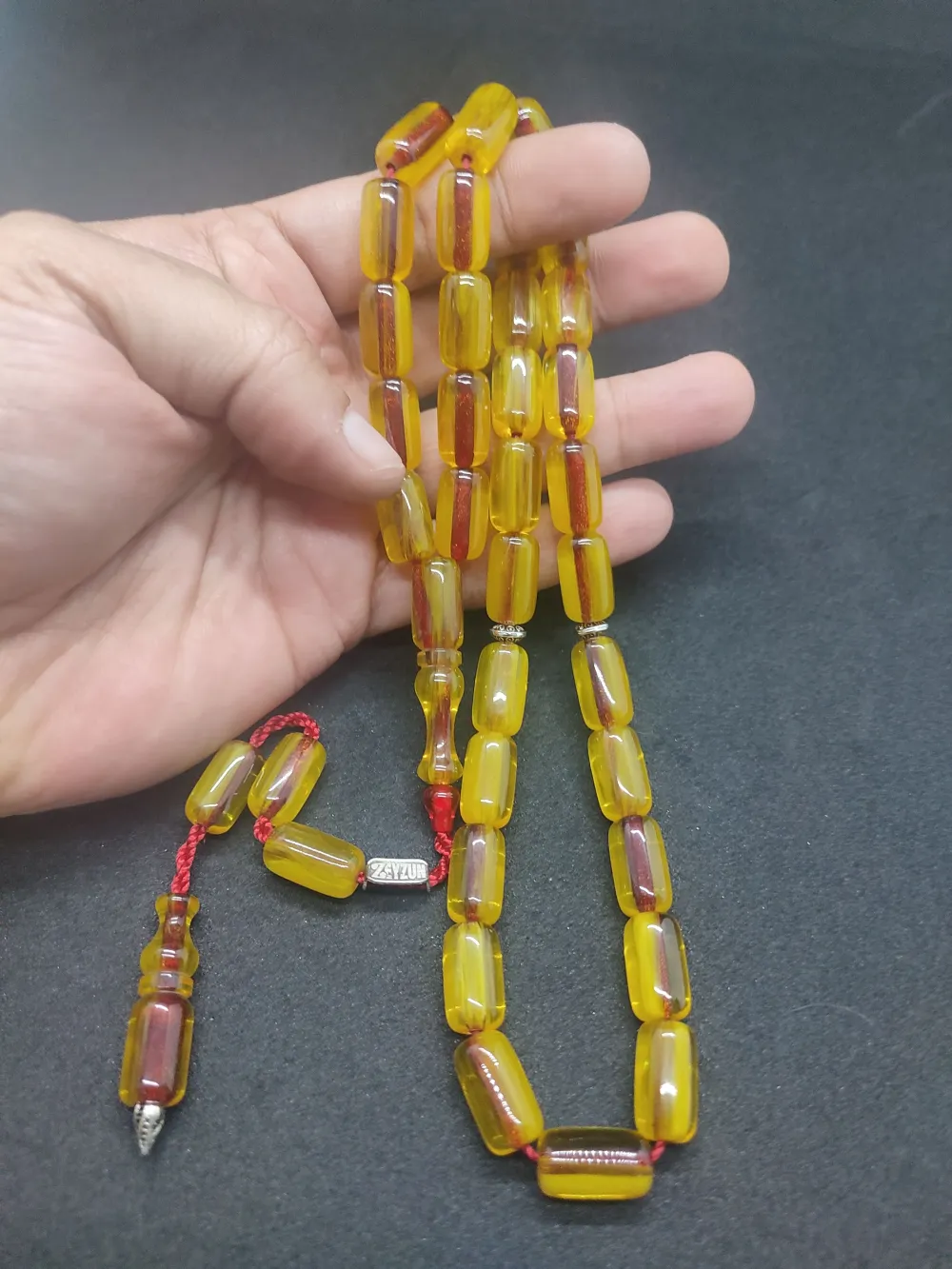 Zeyzun Usta Eseri̇ Di̇k Damar (İmza Çi̇vi̇ Ara Pulları Gümüş) Sıkma Kehri̇bar küçük resim 5