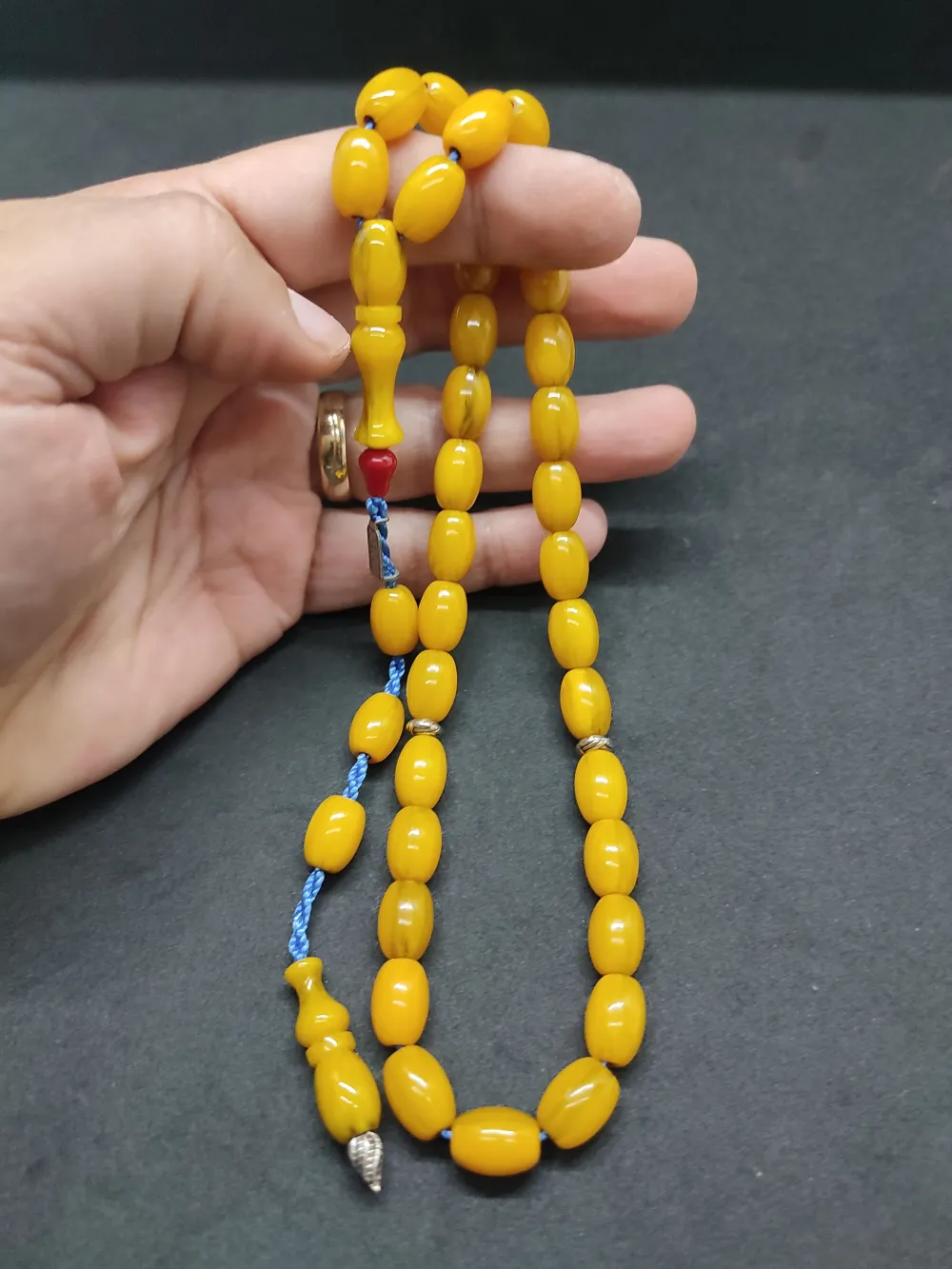 Zeyzun Usta Eseri̇ Di̇k Damar (İmza Çi̇vi̇ Ara Pulları Gümüş) Sıkma Kehri̇bar küçük resim 4