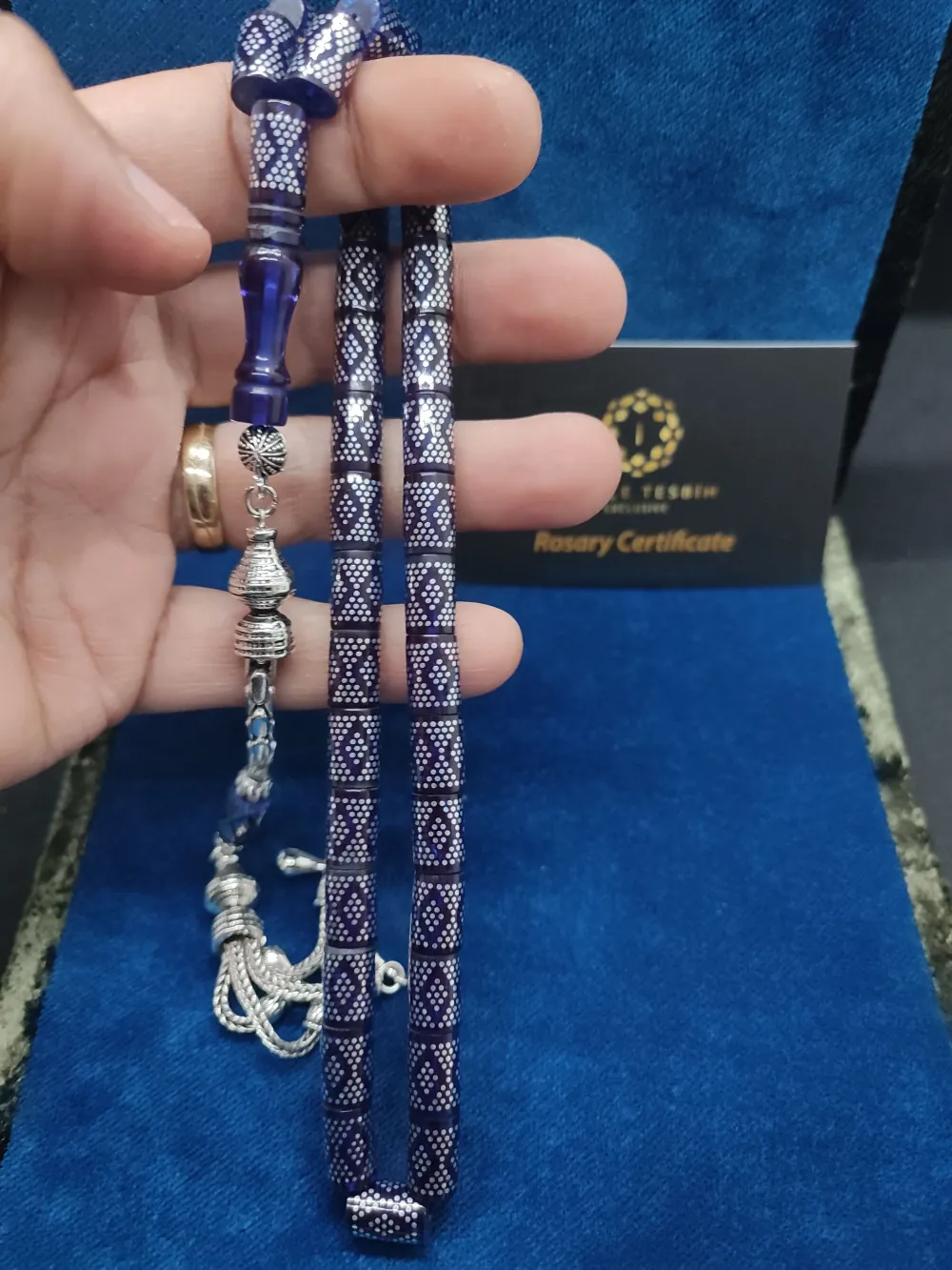 925 Ayar Yoğun Gümüş Çakımlı 475 Ayar Gümüş Püsküllü Ateş-İ Kehri̇bar küçük resim 4