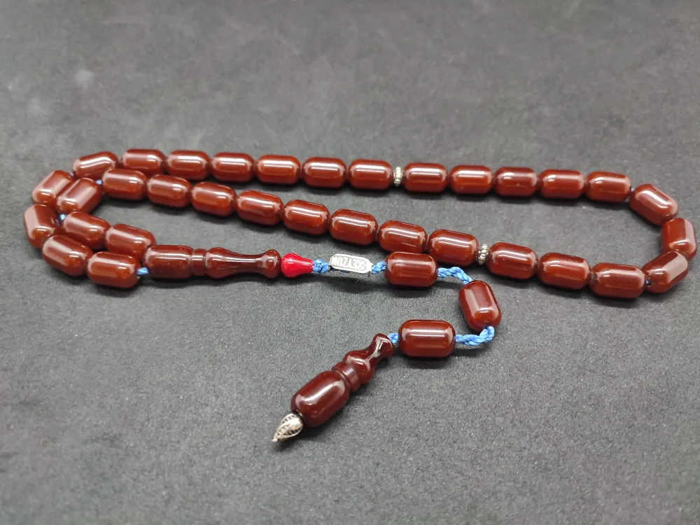 Zeyzun Usta Eseri̇ Di̇k Damar (İmza Çi̇vi̇ Ara Pulları Gümüş) Sıkma Kehri̇bar küçük resim 3