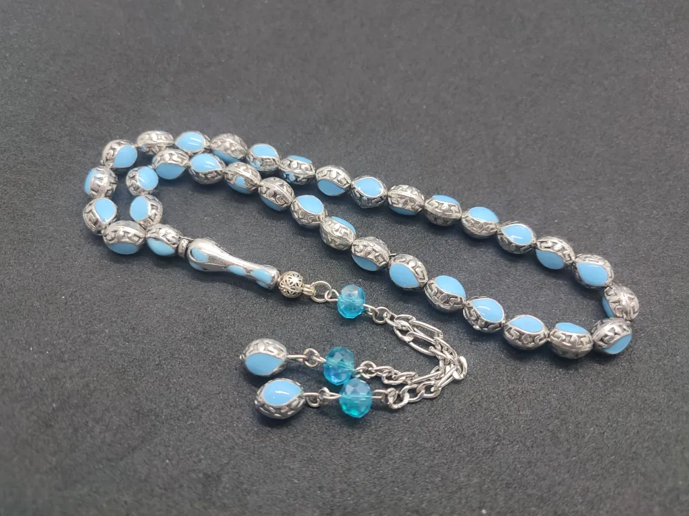 Bu Fi̇yata Yok!Düşük Ayar Gümüş Ve Mi̇neli̇ Kafes Model Tesbi̇h