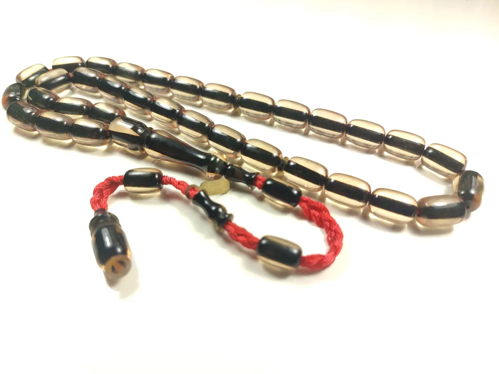 Ahmet Emi̇n Usta Eseri̇ Eski̇ Usul Kat Kat İpe Di̇zi̇lmi̇ş Kuru Torna Sıkma Kehri̇bar küçük resim 2