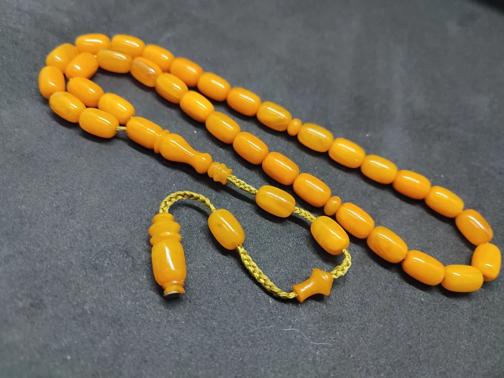 İsa Balkaya Usta Eseri̇  Eski̇ Usul Kat Kat İpe Di̇zi̇li̇ Eski̇ Sıkma Kehri̇bar küçük resim 2