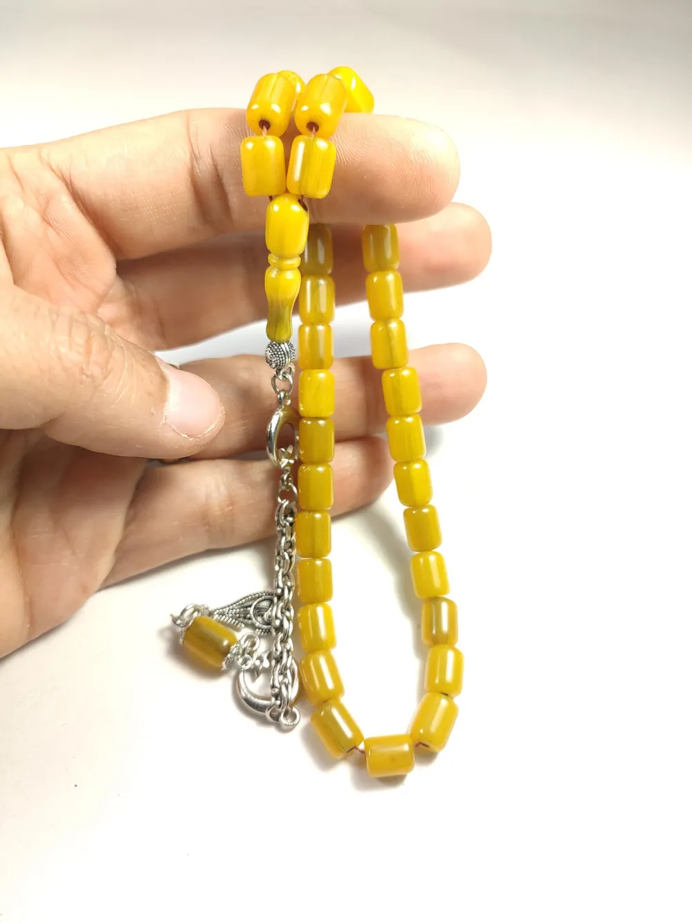 Gümüş Kaplama Püsküllü Çi̇ft Zımpara Çi̇ft Kat Ci̇lalı Sıkma Kehri̇bar küçük resim 5