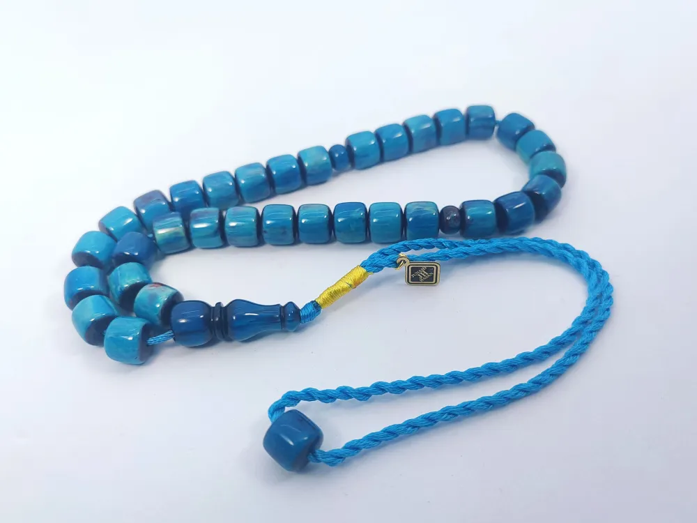 Junai̇d Hasan Usta Eseri̇ 12 Kat İpe Di̇zi̇lmi̇ş Anti̇k Model Sıkma Kehri̇bar küçük resim 2