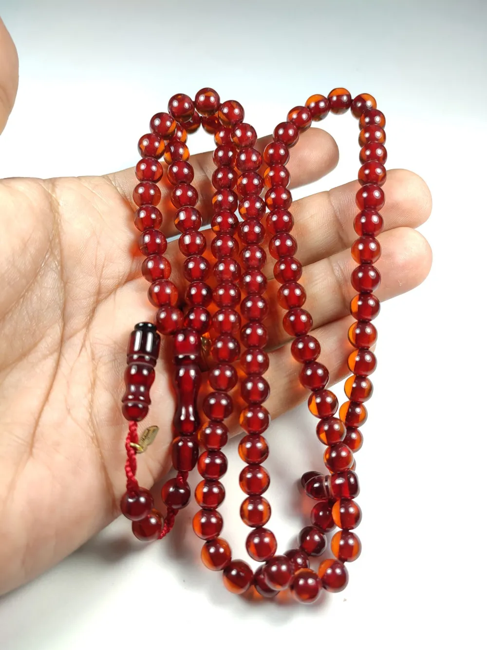 Mehmet Mercan Usta İşi̇ İmzalı Mühürlü Sıkma Kehri̇bar Namaz Tesbi̇hi̇ küçük resim 4