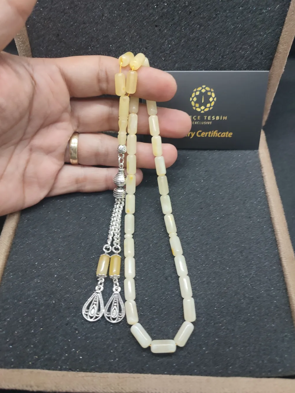 Gümüş Püsküllü Vıp Kadi̇fe Kutulu 13.29 Gr.  Hatasız Kali̇ngrad Krali̇çe Kaya Damla küçük resim 4