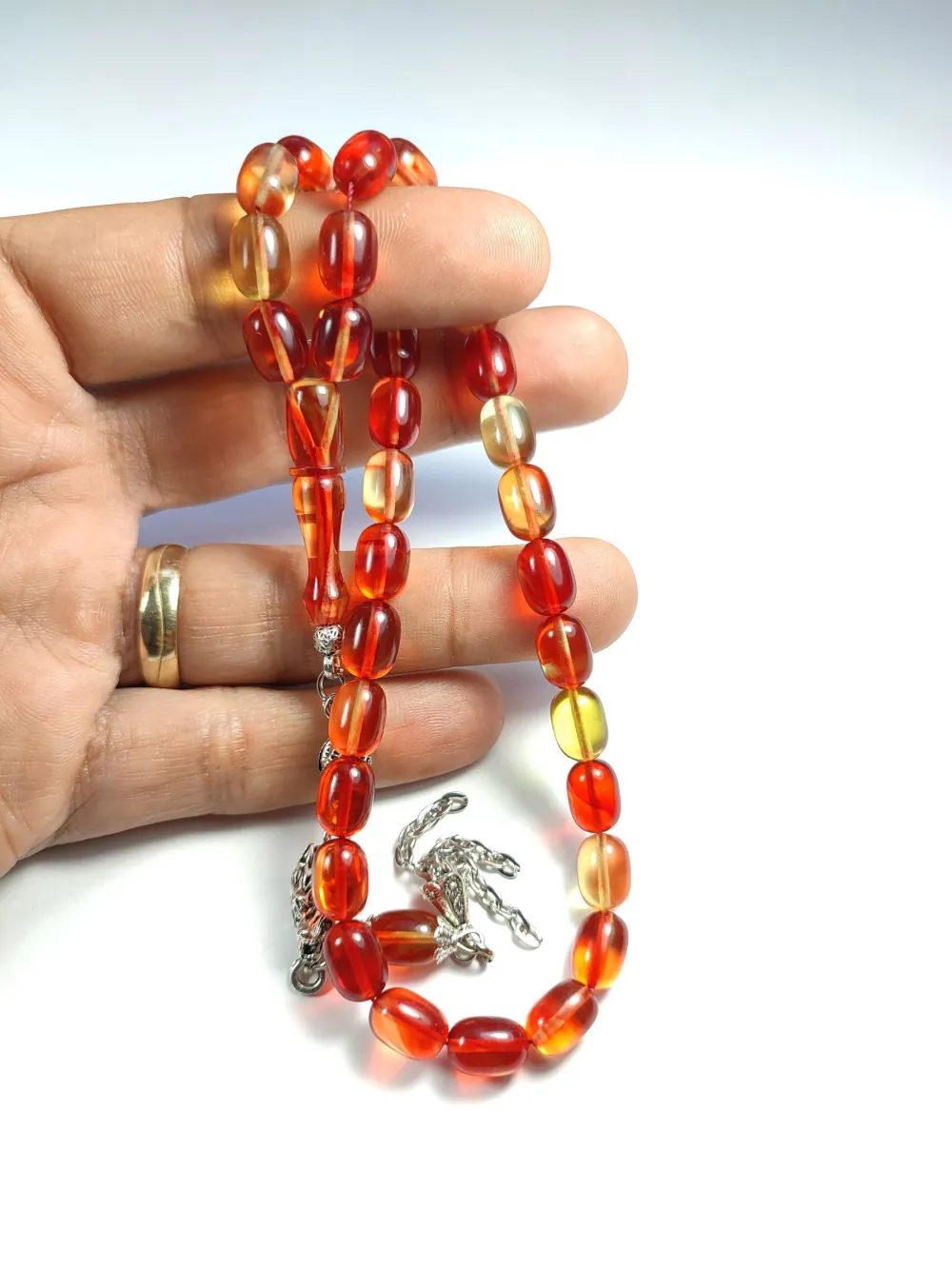 Mi̇neli̇ Alman Gümüş Püskül Kombi̇nli̇  Sıkma Kehri̇bar küçük resim 4