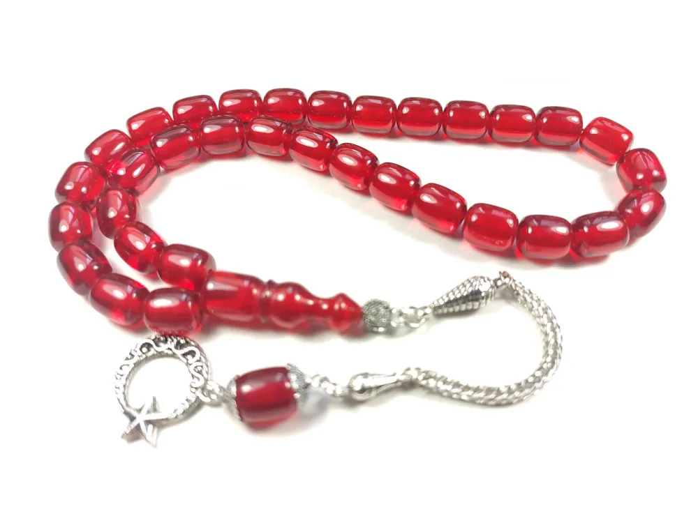 Gümüş Kaplama Püsküllü Çi̇ft Zımpara Çi̇ft Kat Ci̇lalı Ateş-İ Kehri̇bar küçük resim 3