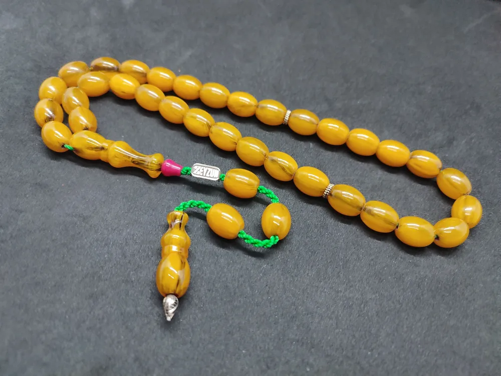 Zeyzun Usta Eseri̇ Di̇k Damar (İmza Çi̇vi̇ Ara Pulları Gümüş) Sıkma Kehri̇bar