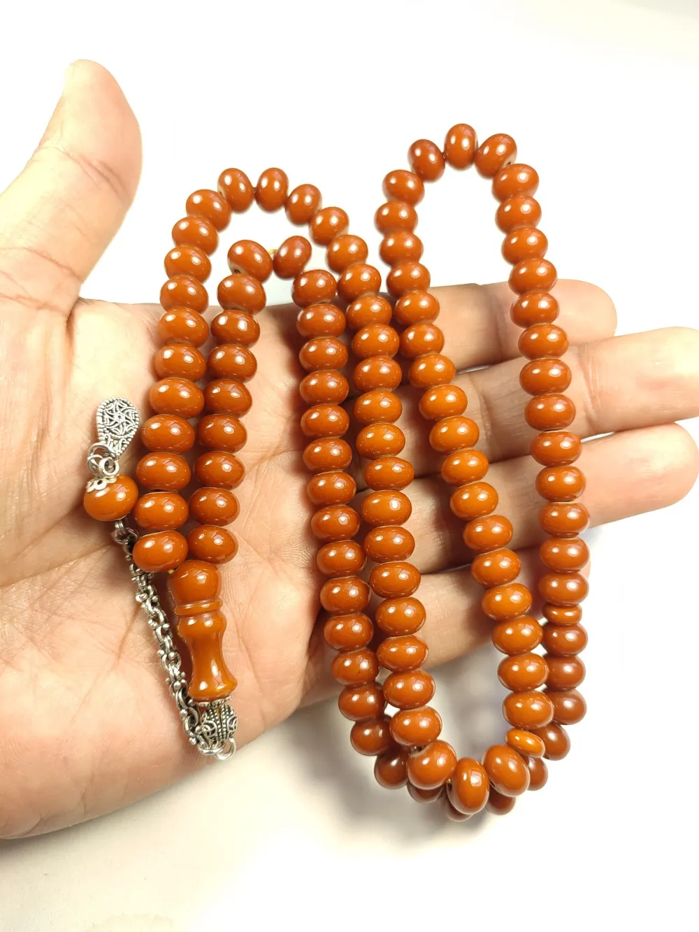 Gümüş Kaplama Püsküllü Osman Torunu Sıkma Kehri̇bar Namaz Tesbi̇hi̇ küçük resim 5