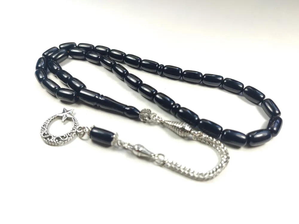 Gümüş Kaplama Püsküllü Çi̇ft Zımpara Çi̇ft Kat Ci̇lalı Sıkma Kehri̇bar küçük resim 2