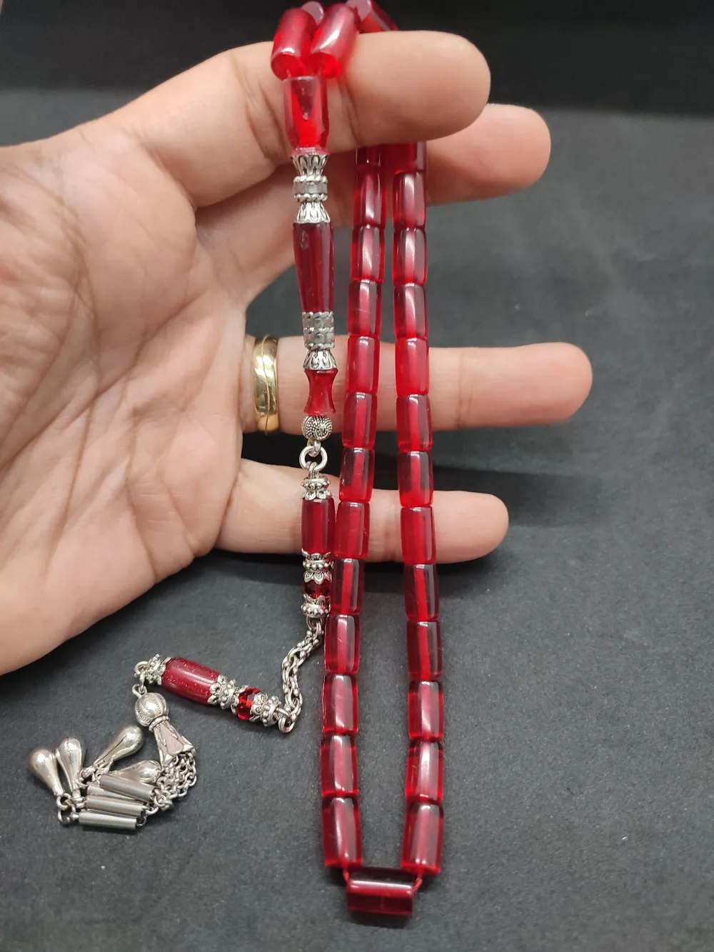 Şevket Alkan Usta Eseri̇ Gümüş Nakkaş İşlemeli̇ Alman Oyun Zar Kehri̇barı küçük resim 5